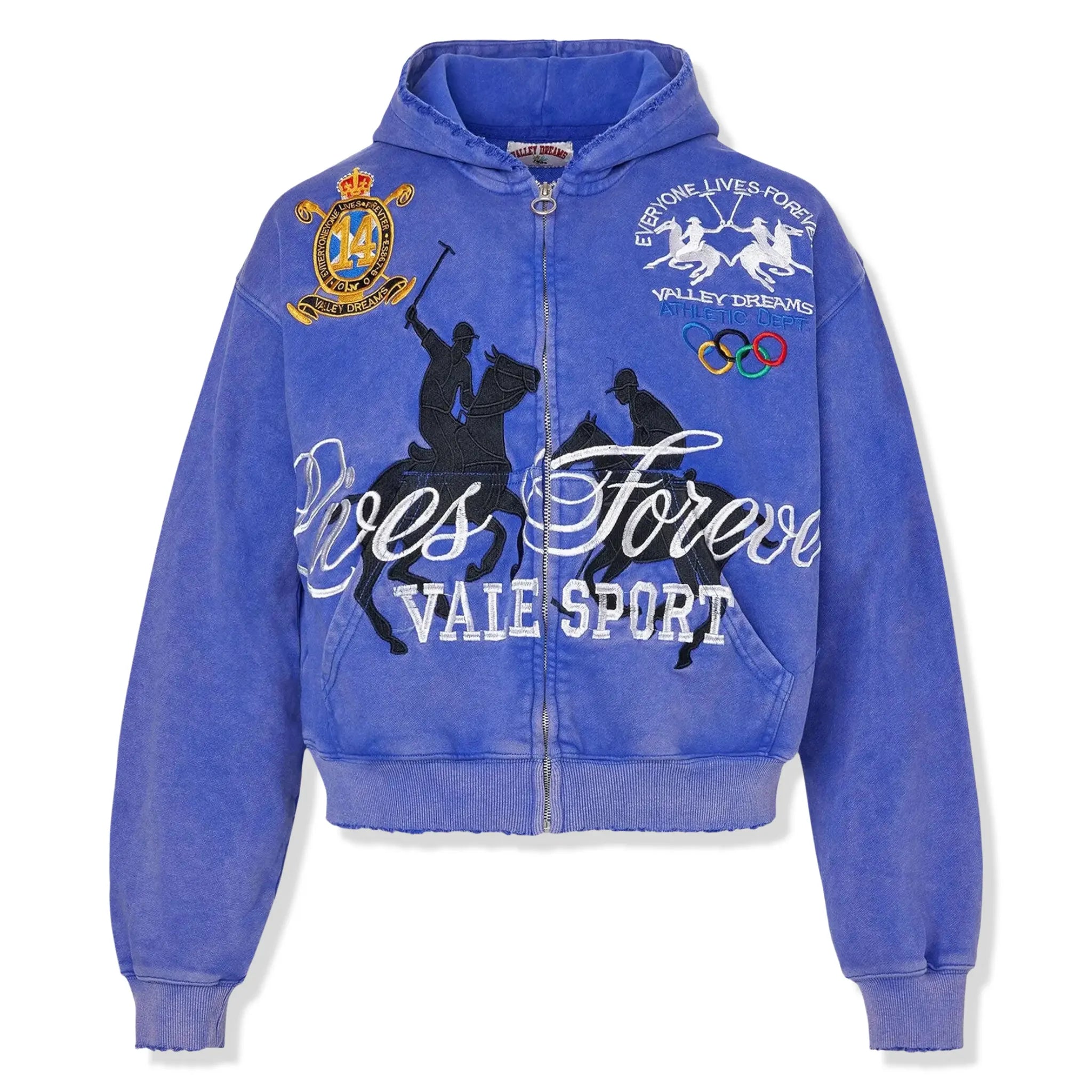 Front View of Vale Forever Valley Dreams Schewab Zip-Up Hoodie